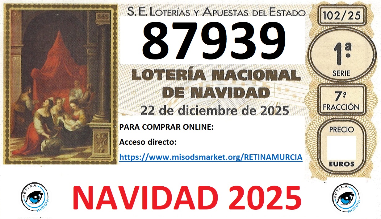 Imagen décimo de lotería de navidad número 87939